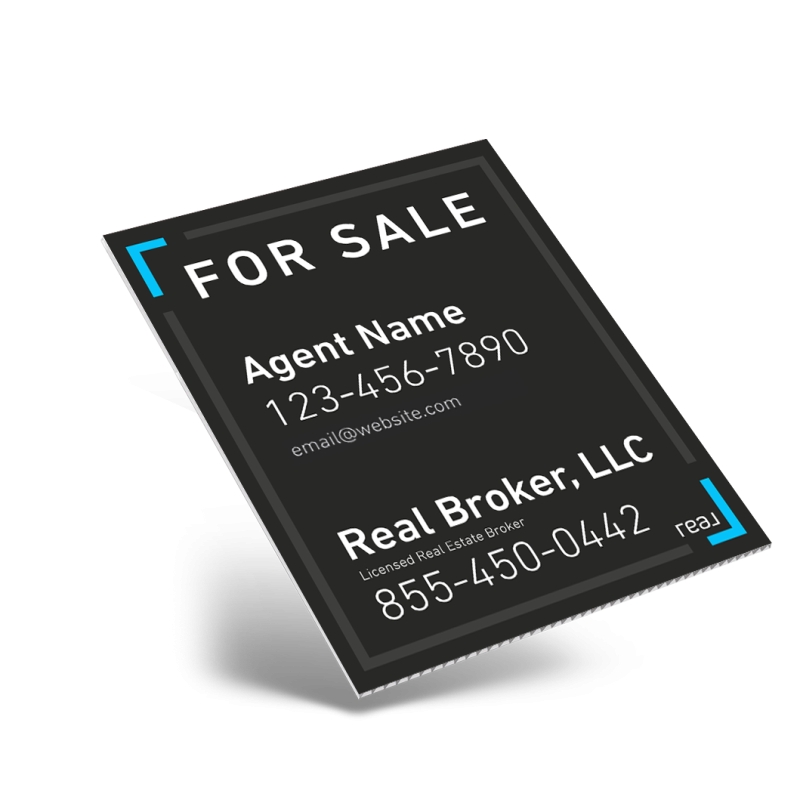 18"x24" One-Sided Custom Coroplast Panel for Window Display, Real Brokers