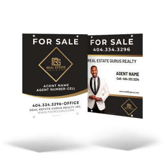 24x30 Two-Sided Styrene/Aluminum Hanging Panel w/ Grommets for Real Estate Gurus Realty
