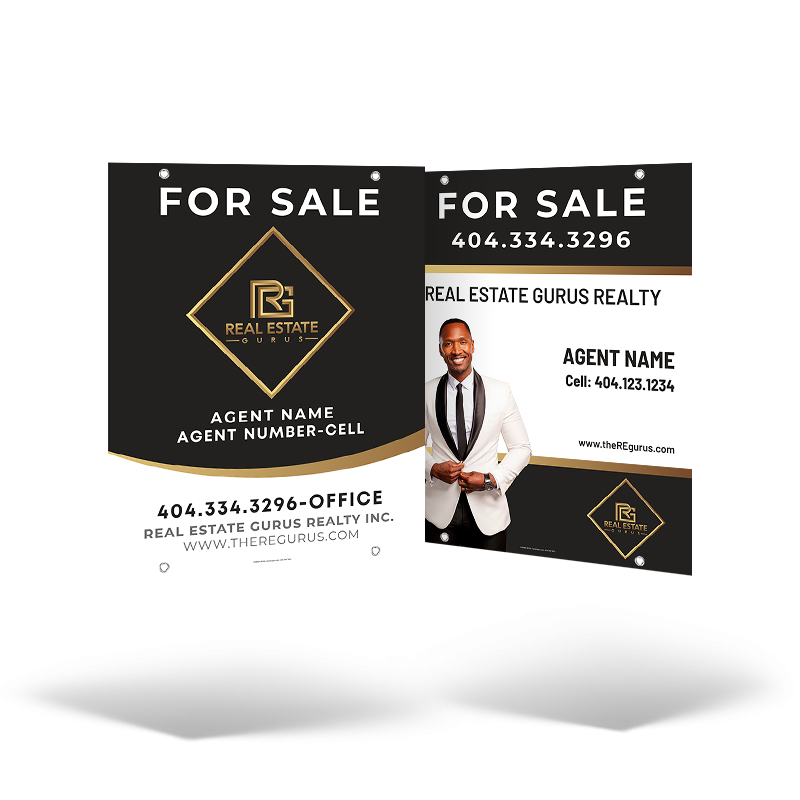 24x30 Two-Sided Styrene/Aluminum Hanging Panel w/ Grommets for Real Estate Gurus Realty