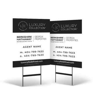 24"x30" Two-Sided Styrene/Reflective Yard Sign on Black Powder-Coated Stand for BHHS GA LX