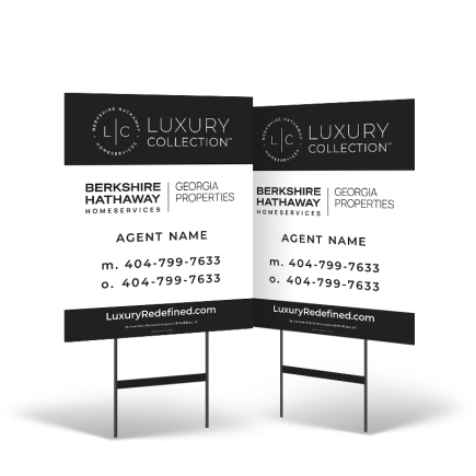 24"x30" Two-Sided Styrene/Reflective Yard Sign on Black Powder-Coated Stand for BHHS GA LX