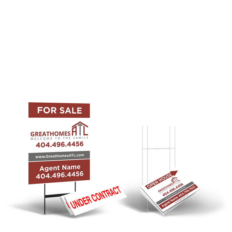 GreatHomesATL Starter Package: 24x30 Yard Sign, Directionals, Stands, Clip-Ons