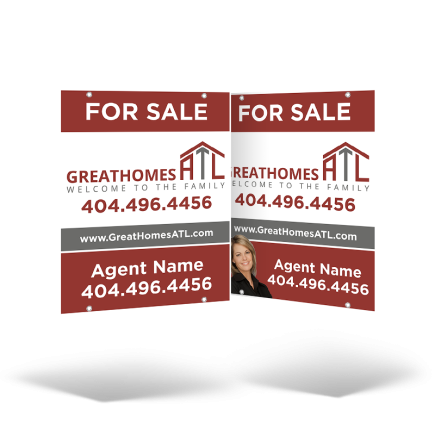 24x30 Two-Sided Styrene/Aluminum Hanging Panel w/ Grommets for GreatHomesATL