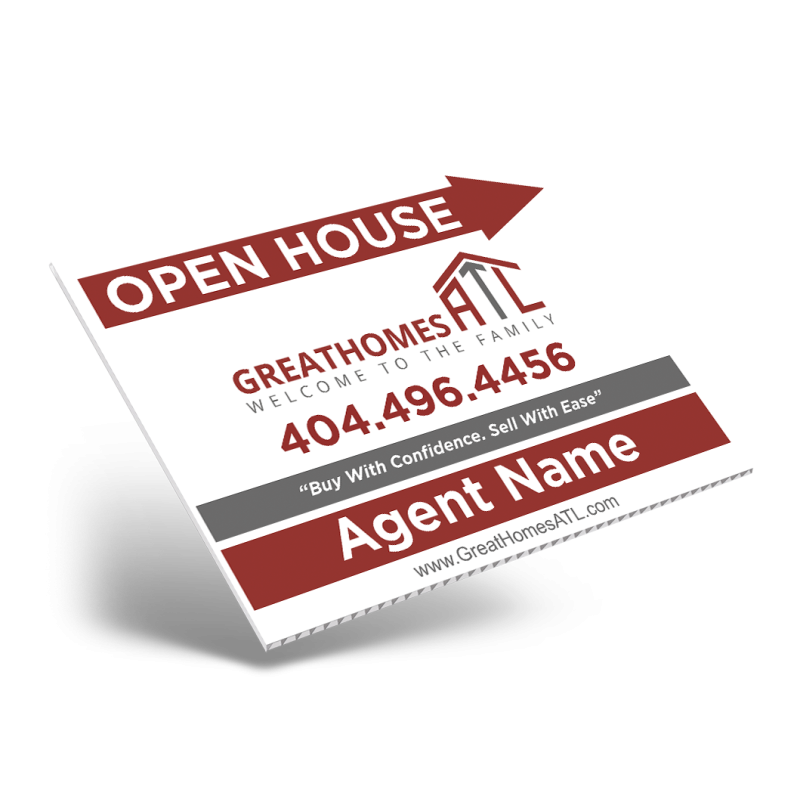 24" X18" ONE OR TWO SIDED CUSTOM COROPLAST SIGN PANEL ForGreatHomesATL