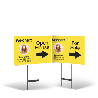 Weichert Realtors 24"X18" Two-Sided Styrene Yard Sign With Black Stand