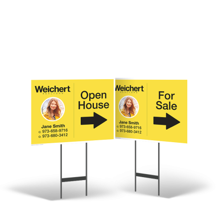 Weichert Realtors 24"X18" Two-Sided Styrene Yard Sign With Black Stand