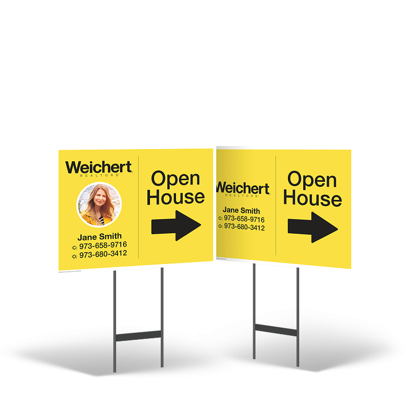 Weichert Realtors 24"X18" Two-Sided Styrene Yard Sign With Black Stand
