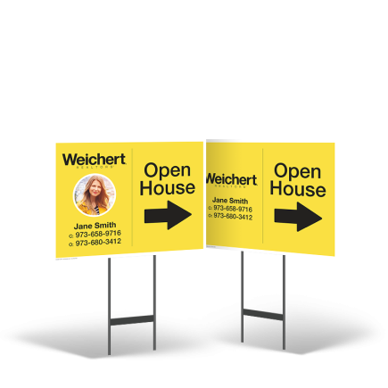 Weichert Realtors 24"X18" Two-Sided Styrene Yard Sign With Black Stand