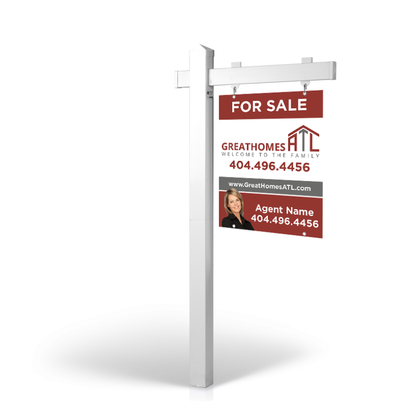 GreatHomesATL: 5' Rookie Easy Arm Post with 24"x30" Two-Sided Panels in Styrene & Aluminum, Reflective Options