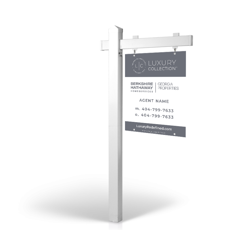 BHHS GA PLT: 5' Rookie Easy Arm Post with 24"x30" Two-Sided Panels in Styrene & Aluminum, Reflective Options