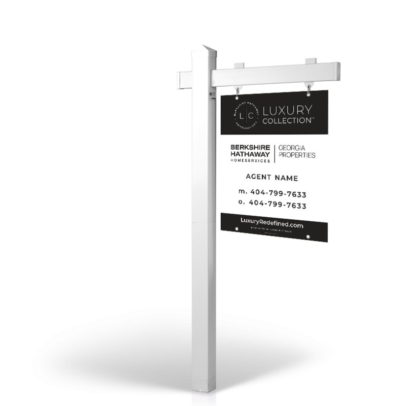 BHHS GA LX: 5' Rookie Easy Arm Post with 24"x30" Two-Sided Panels in Styrene & Aluminum, Reflective Options