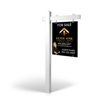 Elite One Realty Pro: 5' Rookie Easy Arm Post with 24"x30" Two-Sided Panels in Styrene & Aluminum, Reflective Options