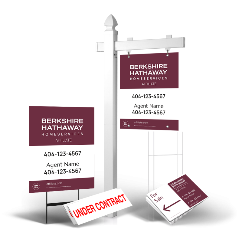 Grand Slam Package BHHS Affiliate: 6' Post, Two-Sided 24"x30" Panels, Directionals, Stakes, Clip-Ons Grand Slam Package BHHS Affiliate: 6' Post, Two-Sided 24"x30" Panels, Directionals, Stakes, Clip-Ons