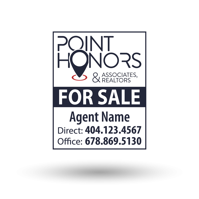 24x30 Two-Sided Styrene/Aluminum Hanging Panel w/ Grommets for Point Honors & Associates, Realtors