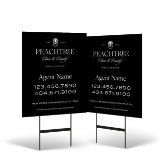 24"x30" Two-Sided Reflective Yard Sign on Black Powder-Coated Stand for Peachtree Town & Country