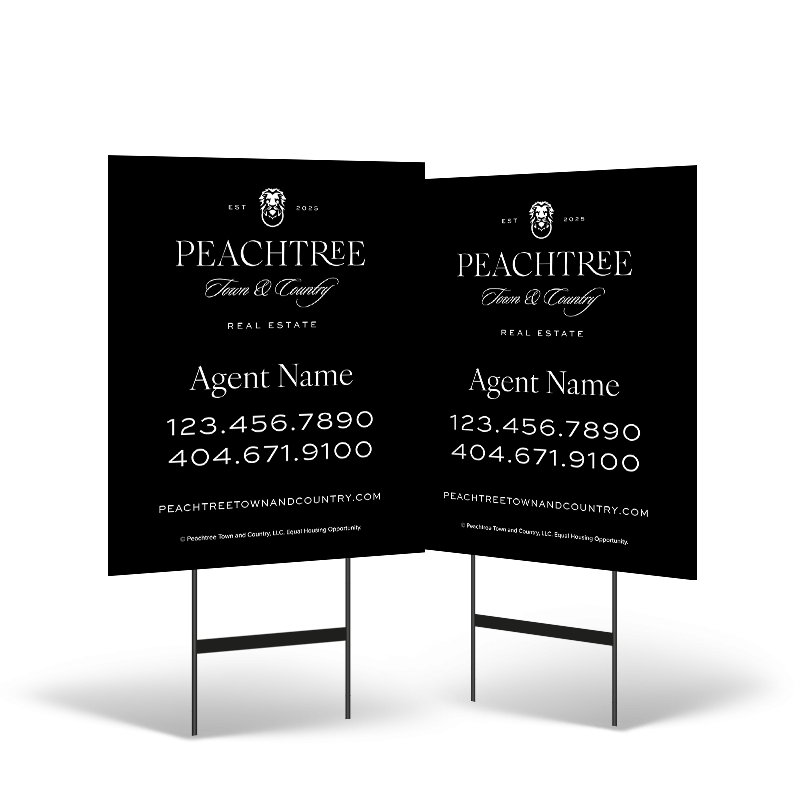 24"x30" Two-Sided Reflective Yard Sign on Black Powder-Coated Stand for Peachtree Town & Country