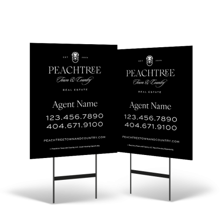 24"x30" Two-Sided Reflective Yard Sign on Black Powder-Coated Stand for Peachtree Town & Country