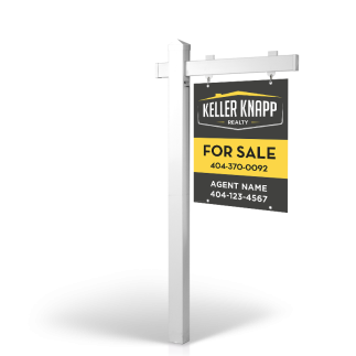 Keller Knapp Real Estate: 5' Rookie Easy Arm Post with 24"x30" Two-Sided Panels in Styrene & Aluminum, Reflective Options