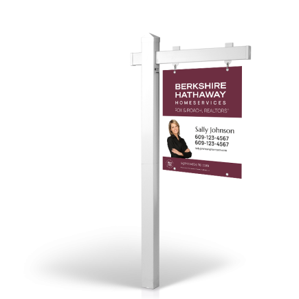 BHHS Fox and Roach: 5' Rookie Easy Arm Post with 24"x30" Two-Sided Panels in Styrene & Aluminum, Reflective Options