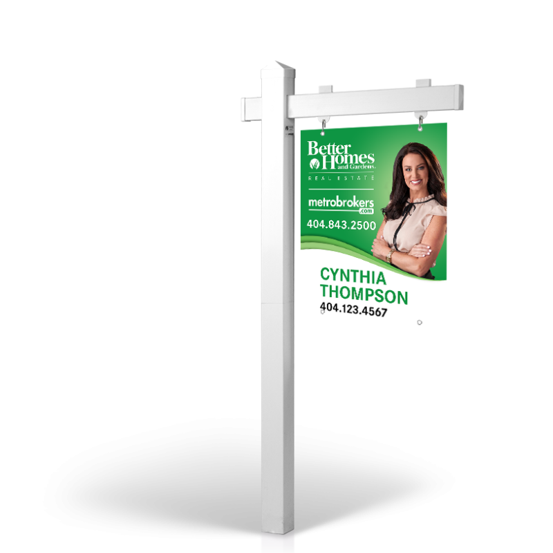 Metro Brokers: 5' Rookie Easy Arm Post with 24"x30" Two-Sided Panels in Styrene & Aluminum, Reflective Options