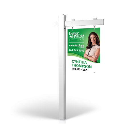 Metro Brokers: 5' Rookie Easy Arm Post with 24"x30" Two-Sided Panels in Styrene & Aluminum, Reflective Options