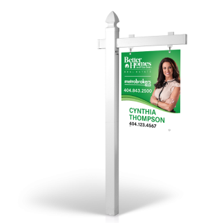 6' Easy Arm Post with 24"x30" Two-Sided Hanging Panels: Styrene, Aluminum, & Reflective Options for Metro Brokers