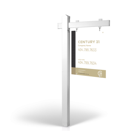 CENTURY 21 REAL ESTATE: 5' Rookie Easy Arm Post with 24"x30" Two-Sided Panels in Styrene & Aluminum, Reflective Options