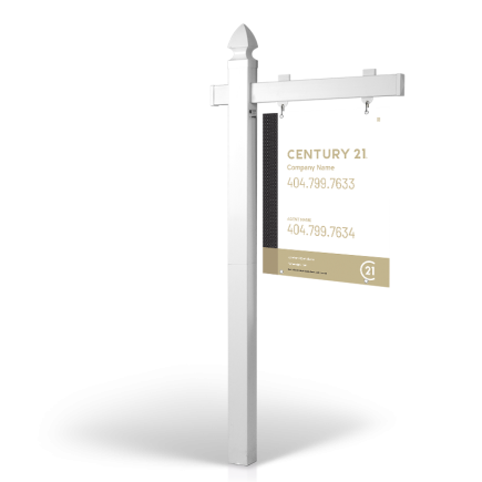 6' Easy Arm Post with 24"x30" Two-Sided Hanging Panels: Styrene, Aluminum, & Reflective Options for CENTURY 21 REAL ESTATE