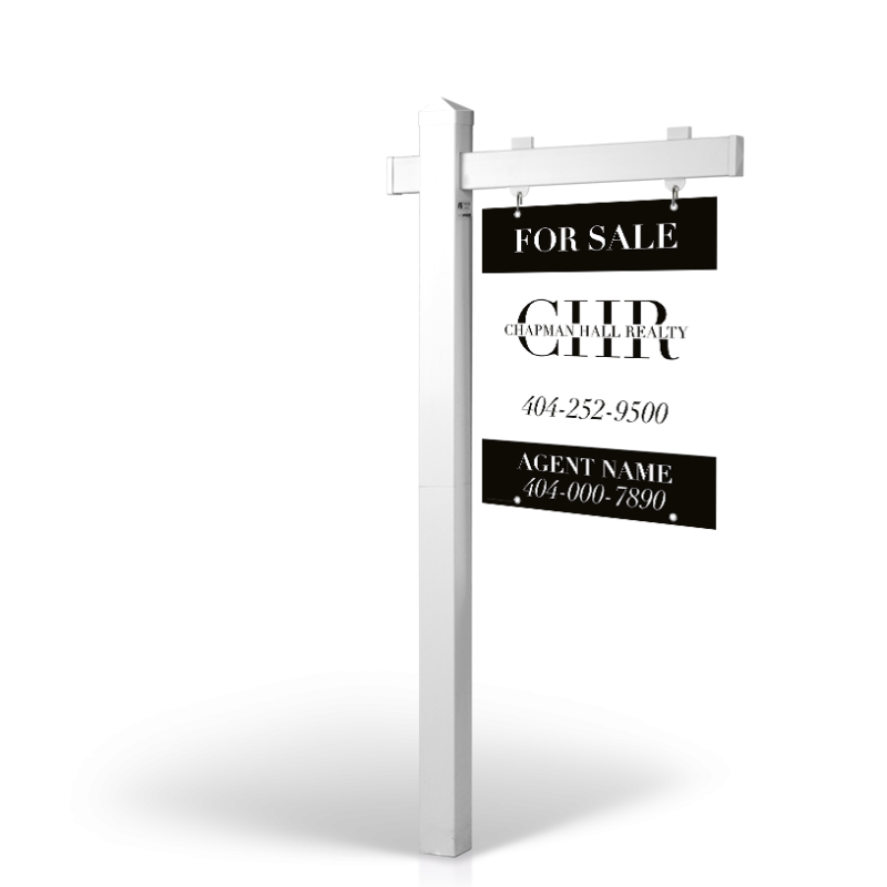 CHAPMAN HALL REALTORS: 5' Rookie Easy Arm Post with 24"x30" Two-Sided Panels in Styrene & Aluminum, Reflective Options