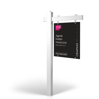 COMPASS: 5' Rookie Easy Arm Post with 24"x30" Two-Sided Panels in Styrene & Aluminum, Reflective Options