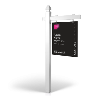 6' Easy Arm Post with 24"x30" Two-Sided Hanging Panels: Styrene, Aluminum, & Reflective Options for COMPASS