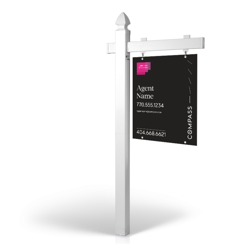 6' Easy Arm Post with 24"x30" Two-Sided Hanging Panels: Styrene, Aluminum, & Reflective Options for COMPASS
