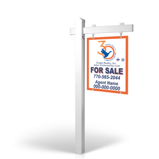 DRAKE REALTY: 5' Rookie Easy Arm Post with 24"x30" Two-Sided Panels in Styrene & Aluminum, Reflective Options