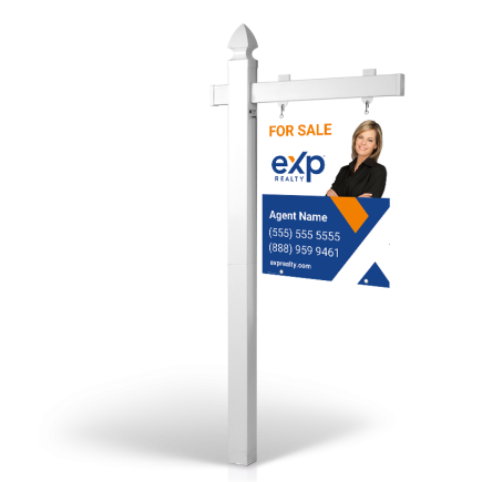 6' Easy Arm Post with 24"x30" Two-Sided Hanging Panels: Styrene, Aluminum, & Reflective Options for EXP Realty