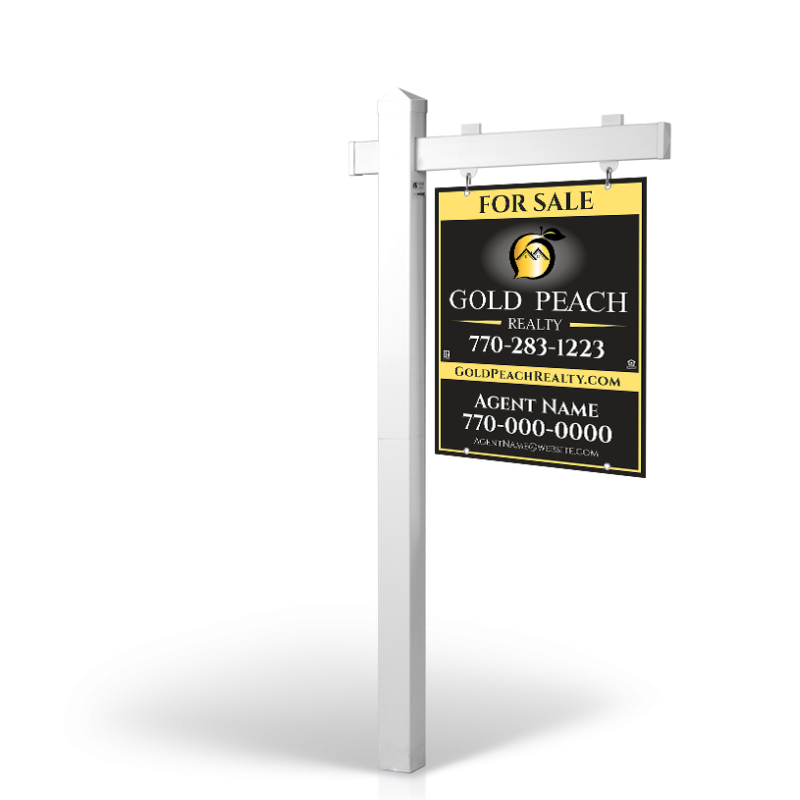 Gold Peach: 5' Rookie Easy Arm Post with 24"x30" Two-Sided Panels in Styrene & Aluminum, Reflective Options