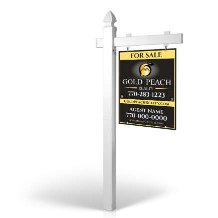 5' Easy Arm Post with 24"x30" Two-Sided Hanging Panels:Styrene,Reflective,Aluminum for Gold Peach realty
