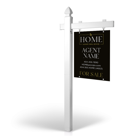Home Real Estate: 5' Easy Arm Post with 24"x30" Two-Sided Panels in Styrene & Aluminum, Reflective Options