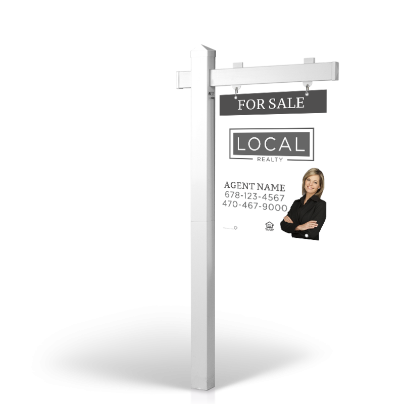 Local Realty: 5' Rookie Easy Arm Post with 24"x30" Two-Sided Panels in Styrene & Aluminum, Reflective Options