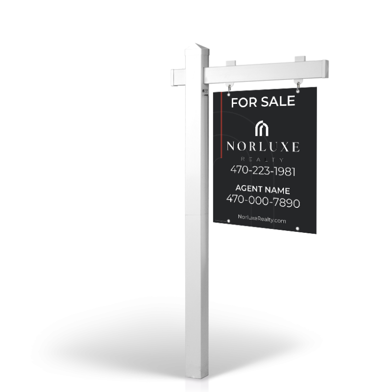 Norluxe Realty: 5' Rookie Easy Arm Post with 24"x30" Two-Sided Panels in Styrene & Aluminum, Reflective Options
