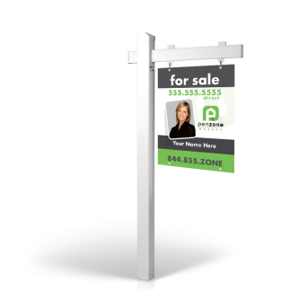 PenZone Realty: 5' Rookie Easy Arm Post with 24"x30" Two-Sided Panels in Styrene & Aluminum, Reflective Options