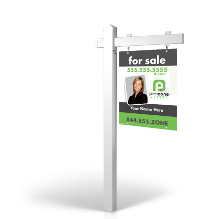 PenZone Realty: 5' Rookie Easy Arm Post with 24"x30" Two-Sided Panels in Styrene & Aluminum, Reflective Options