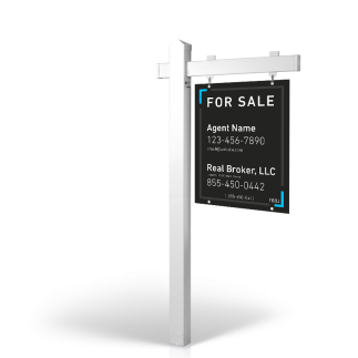 Real Brokers: 5' Rookie Easy Arm Post with 24"x30" Two-Sided Panels in Styrene & Aluminum, Reflective Options