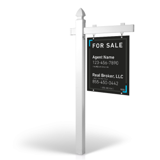 6' Easy Arm Post with 24"x30" Two-Sided Hanging Panels: Styrene, Aluminum, & Reflective Options for Real Brokers