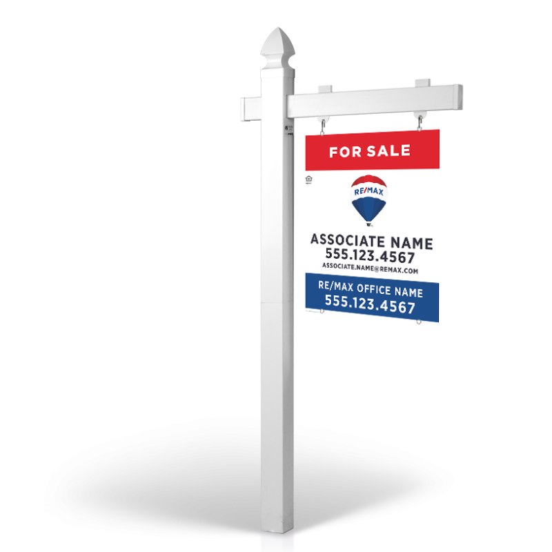 6' Easy Arm Post with 24"x30" Two-Sided Hanging Panels: Styrene, Aluminum, & Reflective Options for REMAX