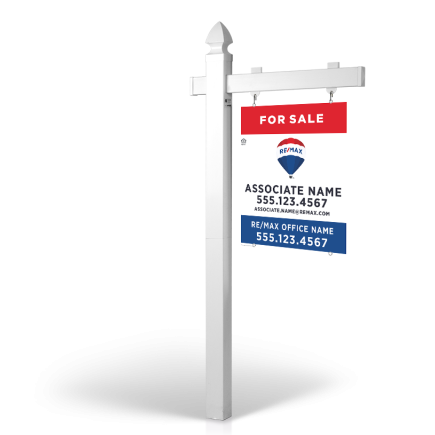 6' Easy Arm Post with 24"x30" Two-Sided Hanging Panels: Styrene, Aluminum, & Reflective Options for REMAX