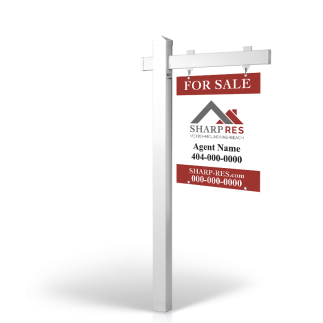 Sharp Real Estate Services : 5' Rookie Easy Arm Post with 24"x30" Two-Sided Panels in Styrene & Aluminum, Reflective Options