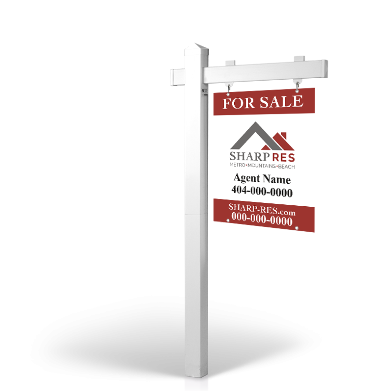 Sharp Real Estate Services : 5' Rookie Easy Arm Post with 24"x30" Two-Sided Panels in Styrene & Aluminum, Reflective Options