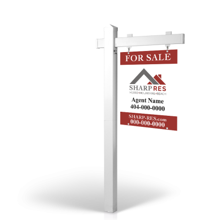 Sharp Real Estate Services : 5' Rookie Easy Arm Post with 24"x30" Two-Sided Panels in Styrene & Aluminum, Reflective Options