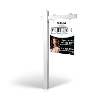 The Allstar 6’ Easy Arm Post with 24"x30" Two-Sided Panels in Styrene & Aluminum, Reflective Options White Ash Realty
