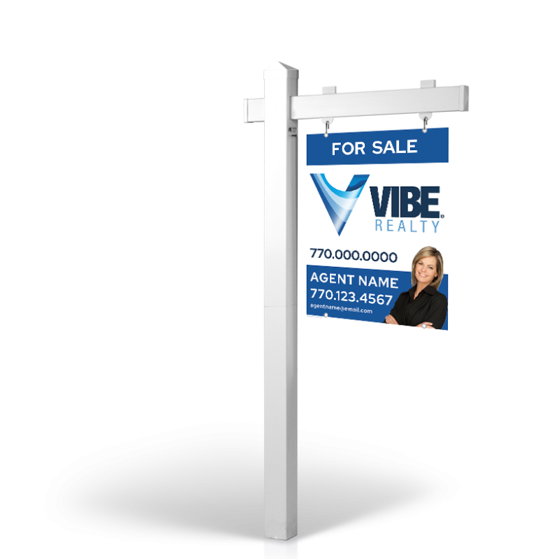 The Allstar 6’ Easy Arm Post with 24"x30" Two-Sided Panels in Styrene & Aluminum, Reflective Options Vibe Realty